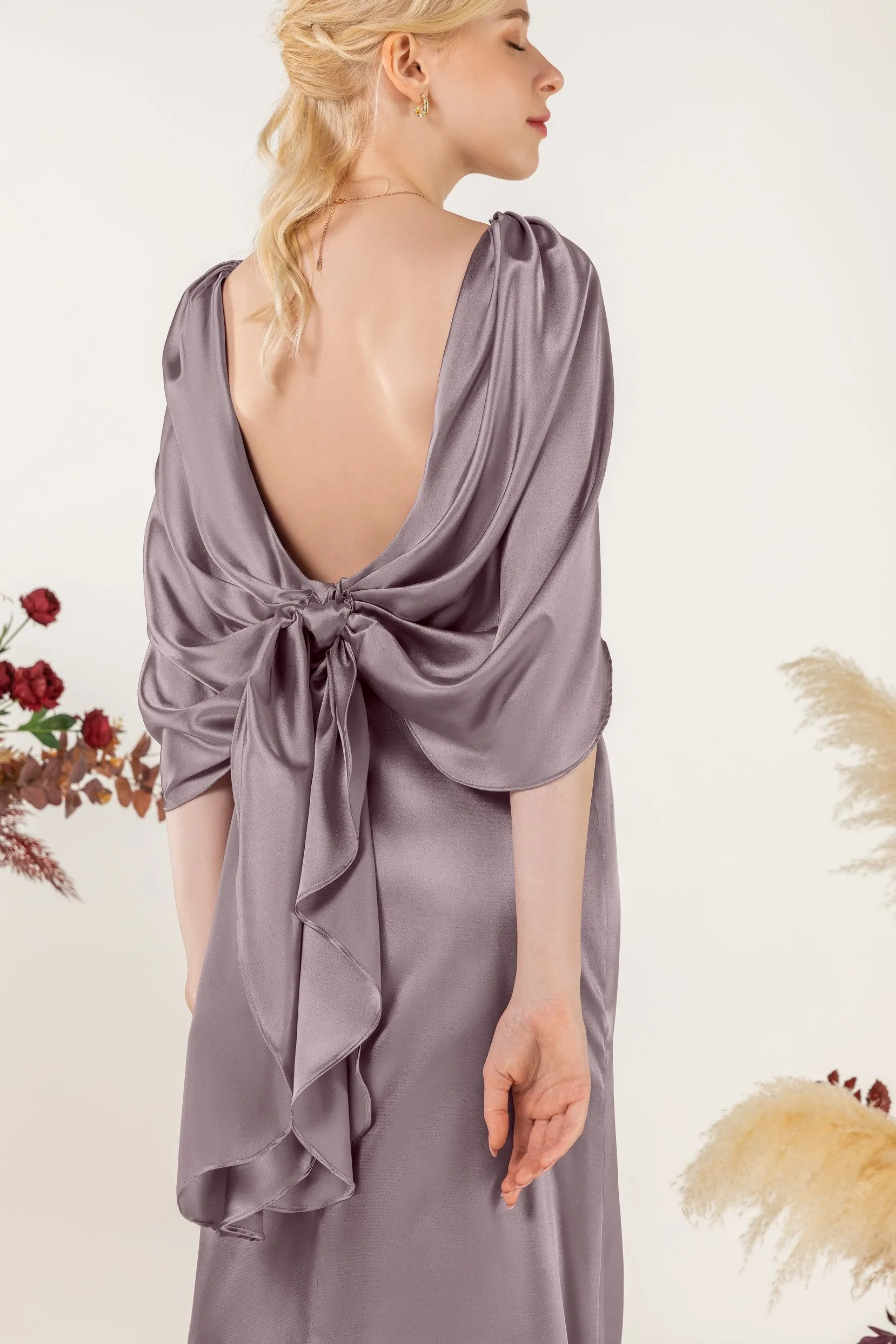 Sheath Sweep Acetate Satin Bridesmaid Dress Formal Dresses CB0513 sold by Cocomelody product image thumbnail 2