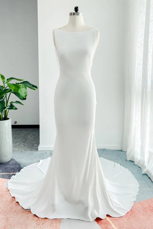 Trumpet-Mermaid Court Train Stretch Satin Wedding Dress CW3136 made by Cocomelody