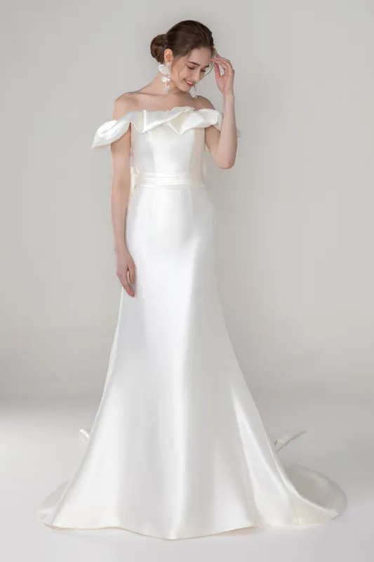Trumpet-Mermaid Court Train Mikado Wedding Dress CW2522 sold by Cocomelody