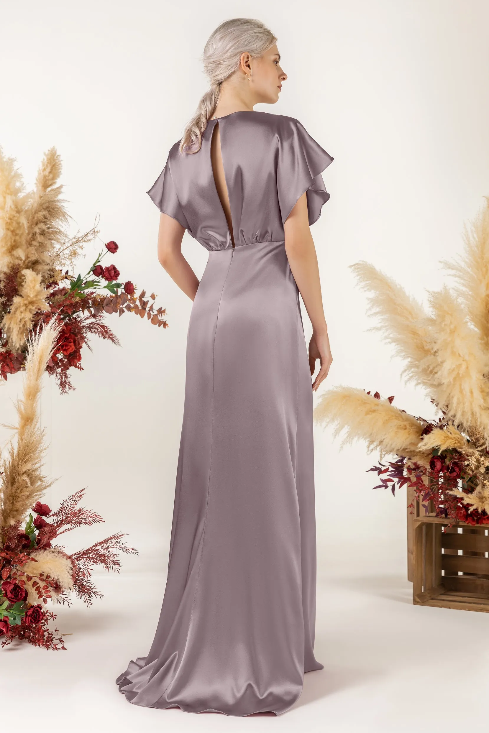 Sheath Sweep Acetate Satin Bridesmaid Dress Formal Dresses CB0512 sold by Cocomelody product image thumbnail 4