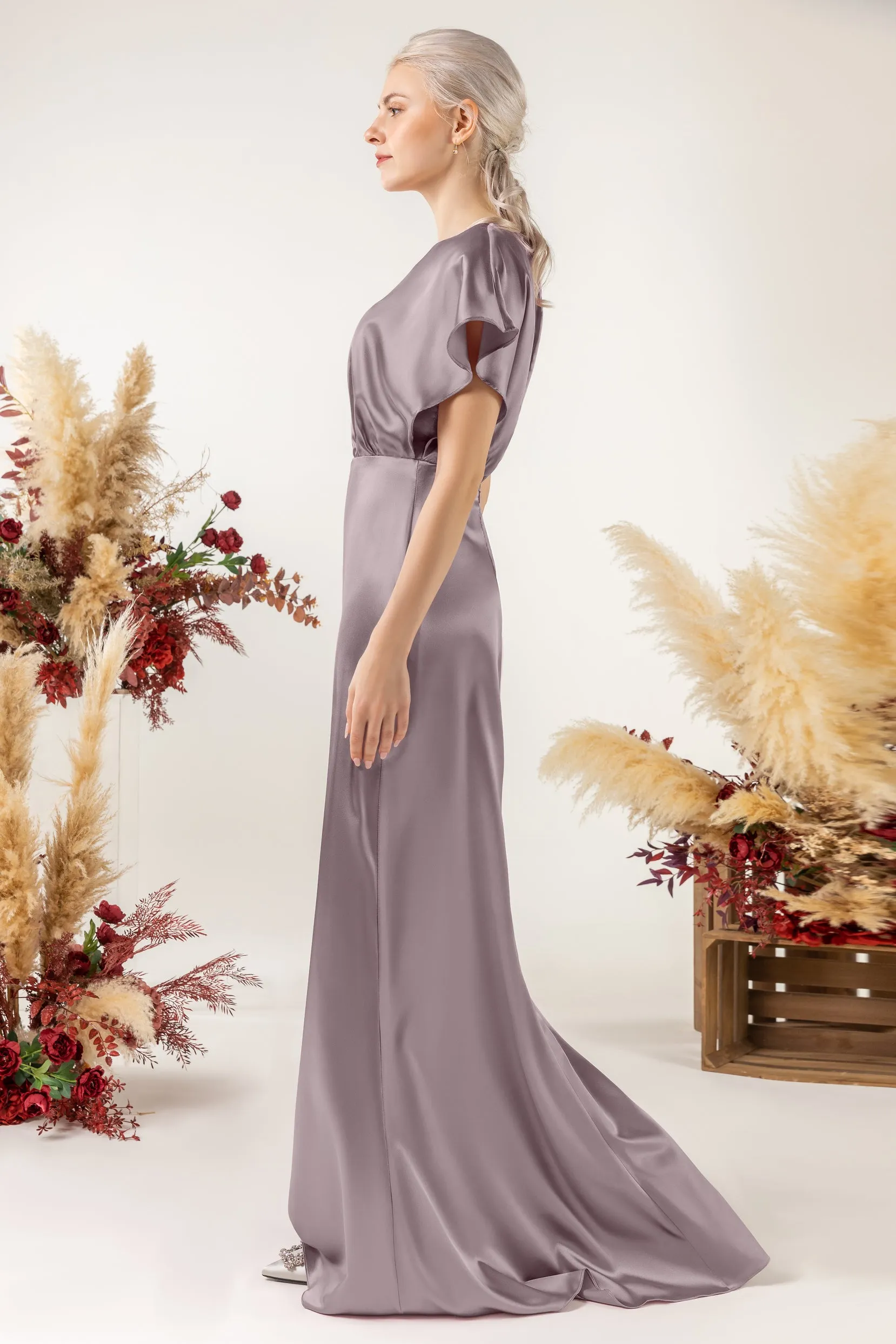 Sheath Sweep Acetate Satin Bridesmaid Dress Formal Dresses CB0512 sold by Cocomelody product image thumbnail 3