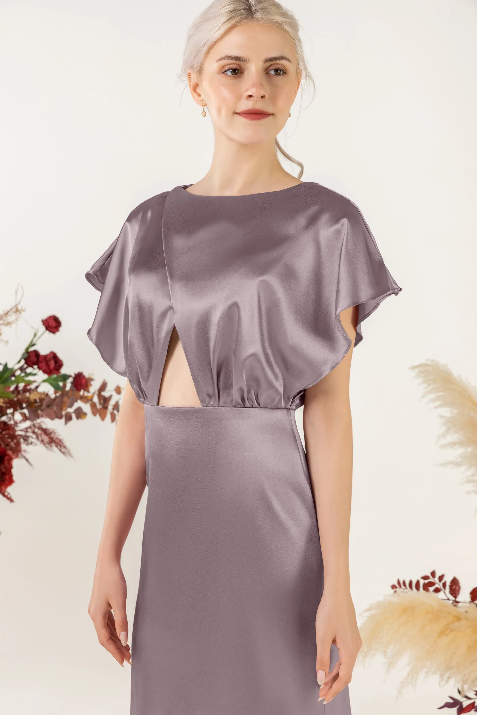 Sheath Sweep Acetate Satin Bridesmaid Dress Formal Dresses CB0512 sold by Cocomelody product image thumbnail 5