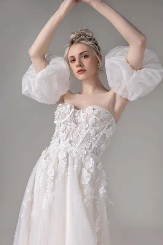 A-Line Court Train Lace Tulle Wedding Dress CW2794 sold by Cocomelody