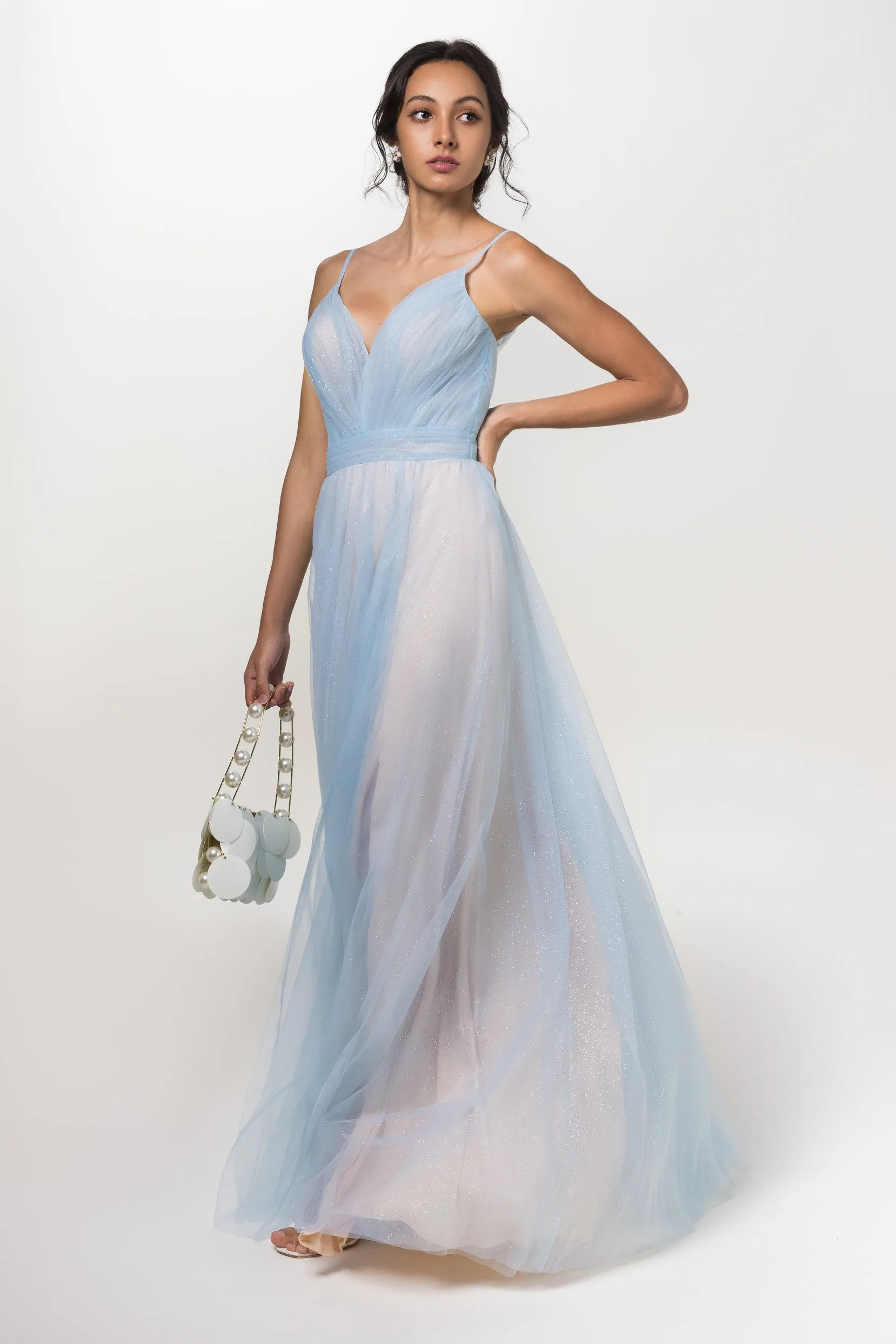 A-Line Floor Length Sparkling Tulle Bridesmaid Dress Formal Dresses CB0613 sold by Cocomelody product image thumbnail 3