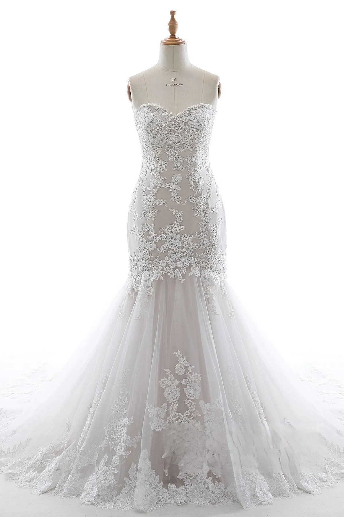 Trumpet-Mermaid Court Train Tulle Lace Wedding Dress LD5580 sold by Cocomelody