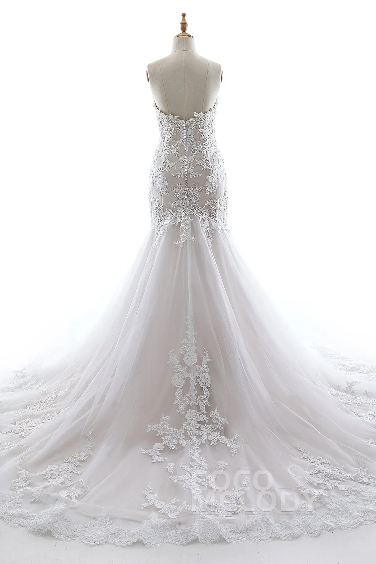 Trumpet-Mermaid Court Train Tulle Lace Wedding Dress LD5580 sold by Cocomelody product image thumbnail 2