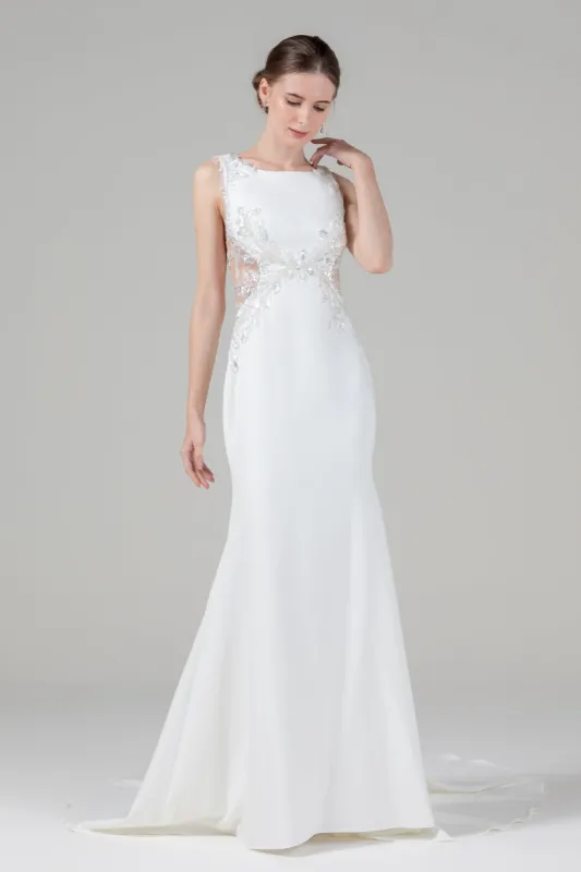 Trumpet Court Train Elastic Cloth Wedding Dress CW2591 sold by Cocomelody