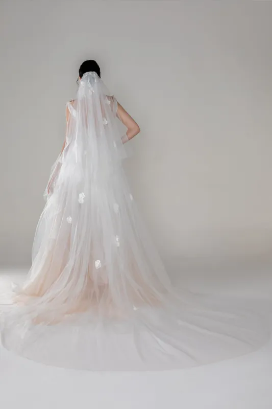 Two-tier Cut Edge Tulle Chapel Veils with Appliques Beading CV0272 sold by Cocomelody