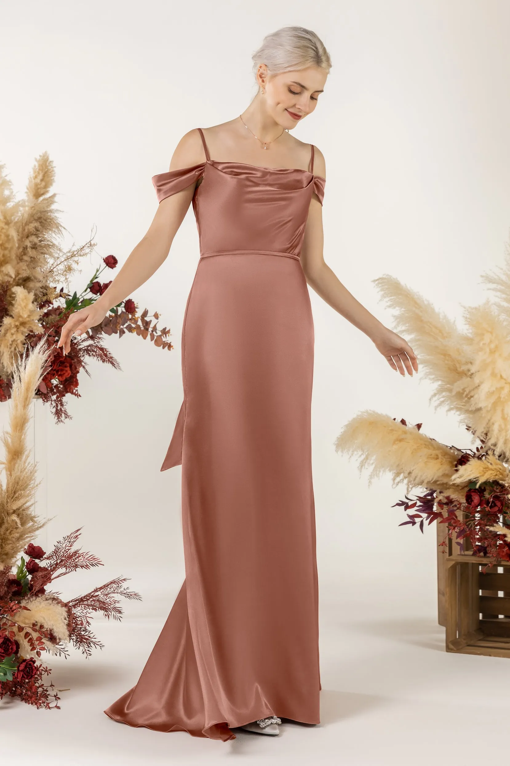Trumpet Luxe Satin Bridesmaid Dress Formal Dresses CB0509 sold by Cocomelody product image thumbnail 3