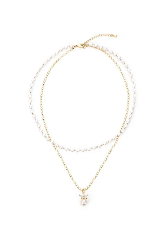 Alloy Necklaces with Imitation Pearl CX0026 sold by Cocomelody