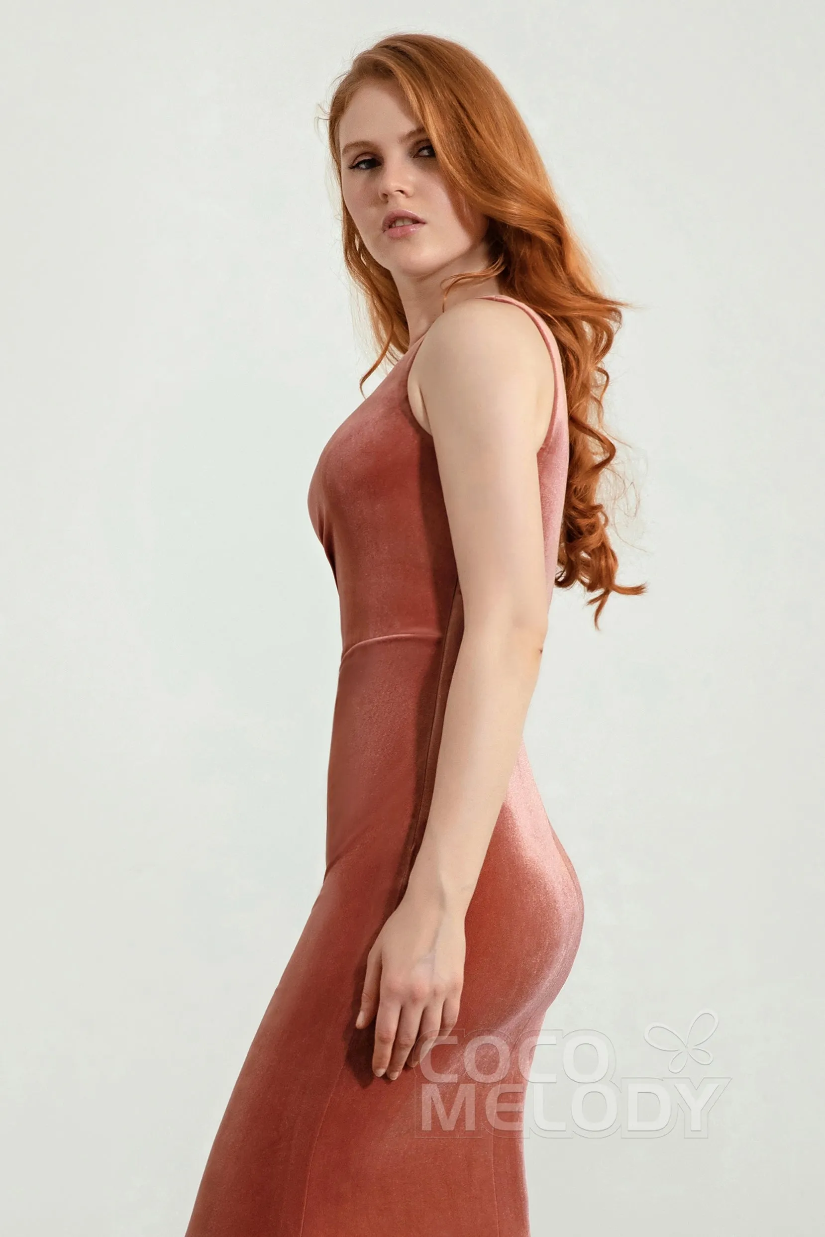 Trumpet-Mermaid Floor Length Velvet Bridesmaid Dress Formal Dresses CB0429 sold by Cocomelody product image thumbnail 5