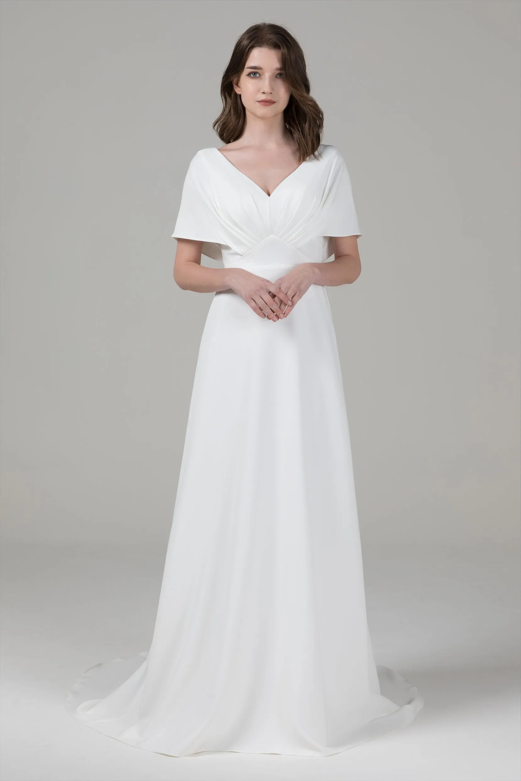 A-Line Court Train Elastic Cloth Wedding Dress CW2564 sold by Cocomelody