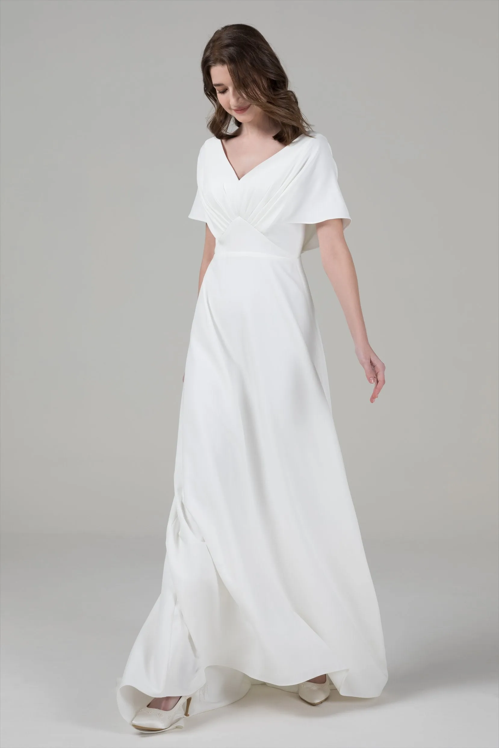 A-Line Court Train Elastic Cloth Wedding Dress CW2564 sold by Cocomelody product image thumbnail 3