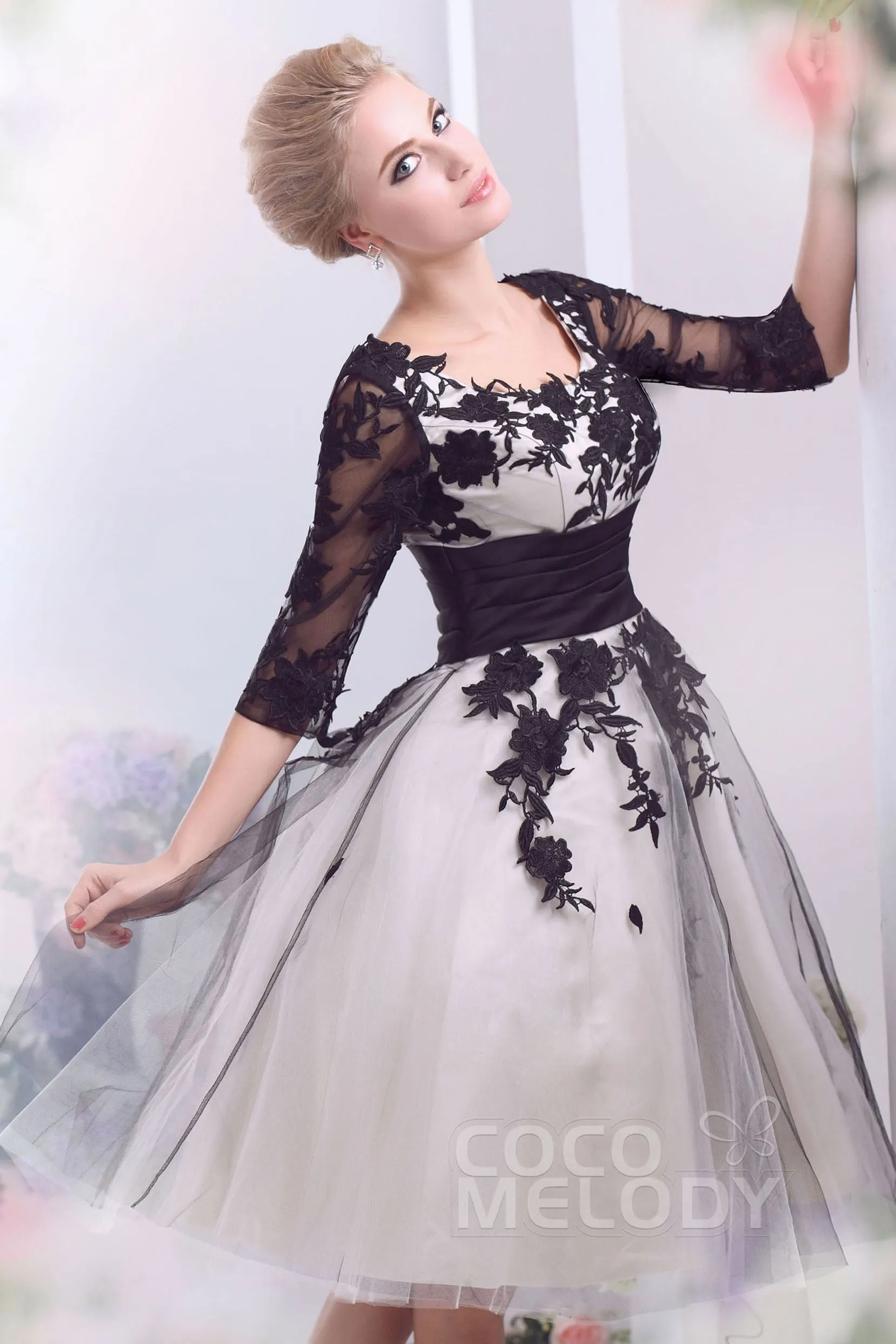 A-Line Knee Length Tulle Gothic Wedding Dress CWZK13002 sold by Cocomelody product image thumbnail 5