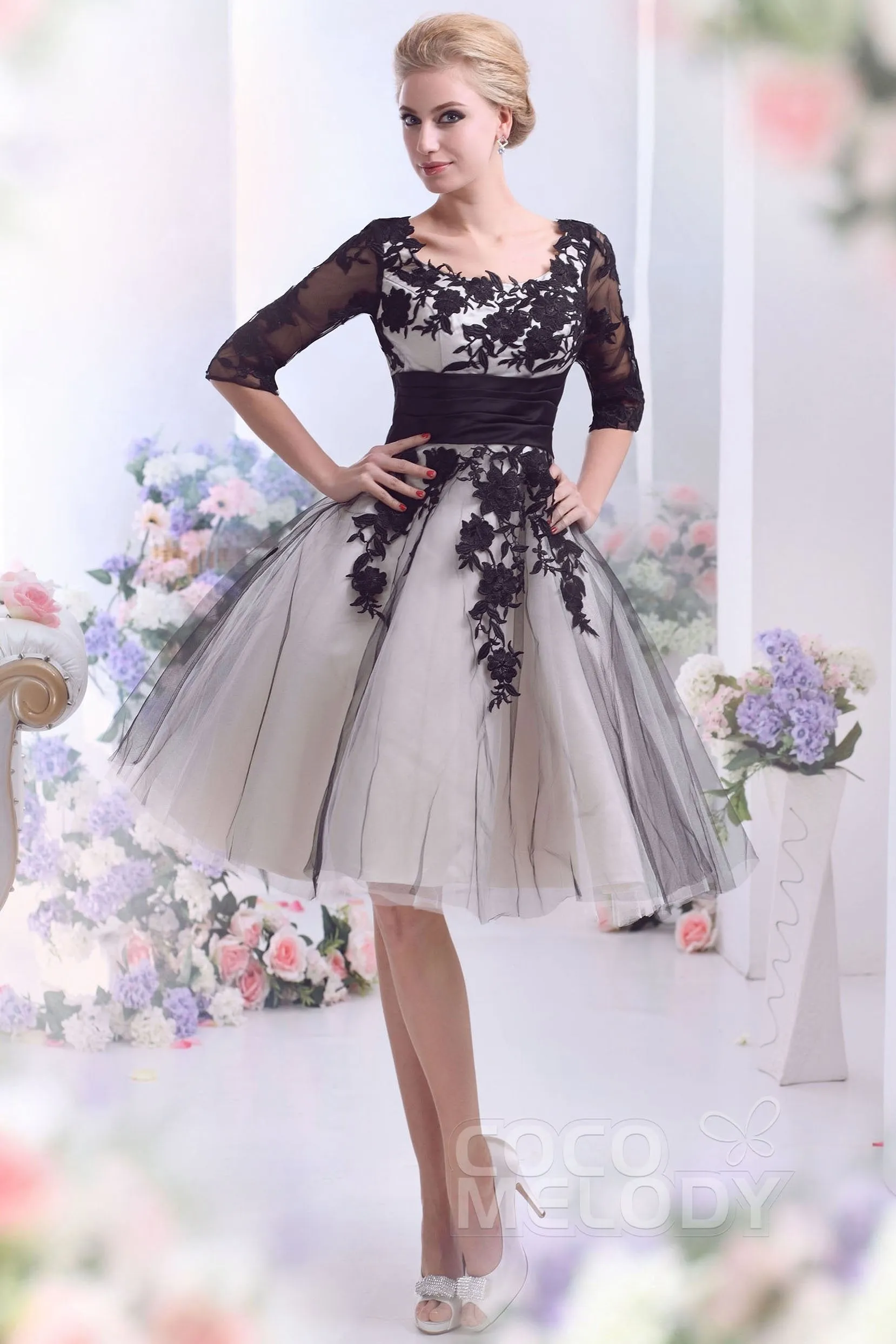 A-Line Knee Length Tulle Gothic Wedding Dress CWZK13002 sold by Cocomelody
