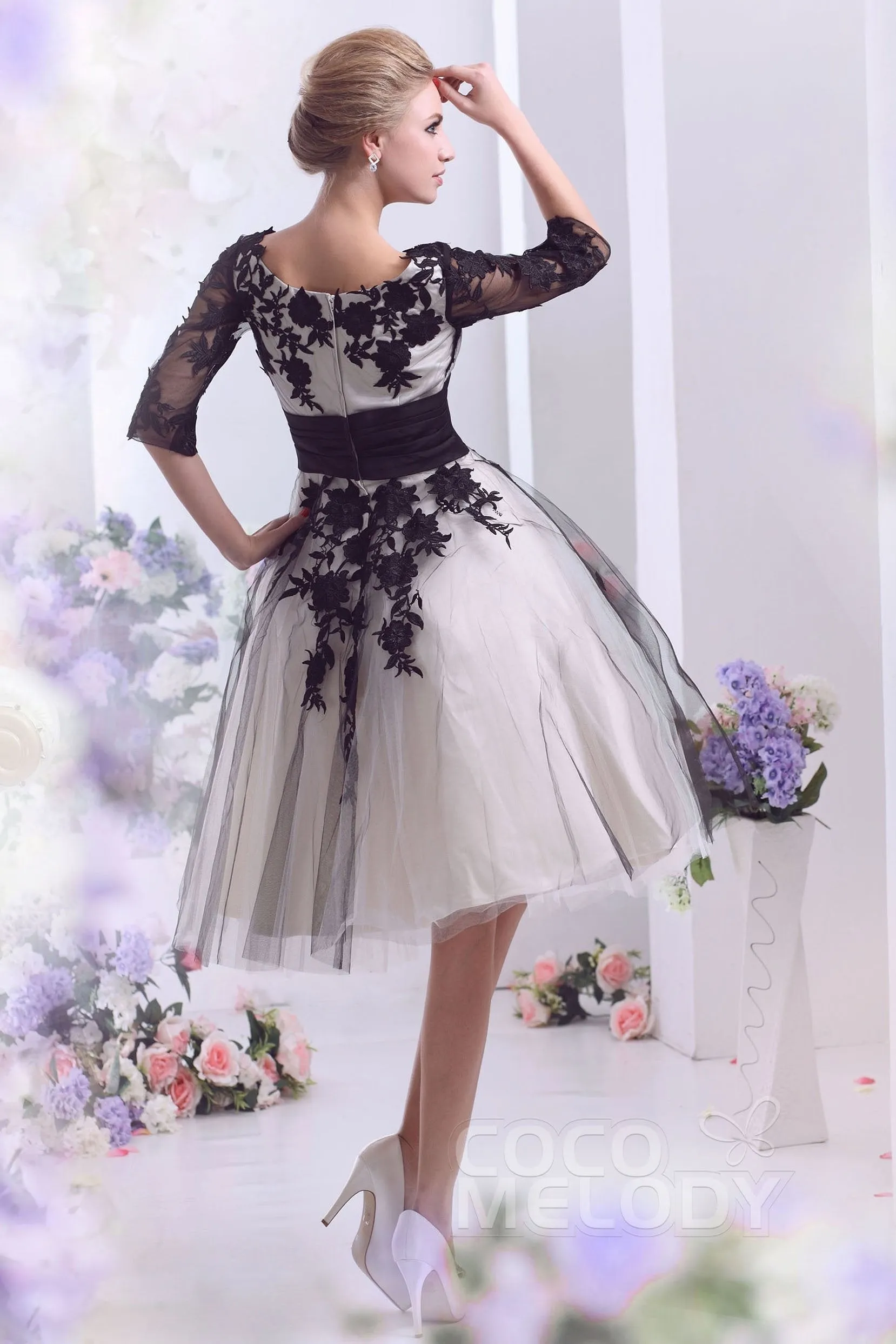 A-Line Knee Length Tulle Gothic Wedding Dress CWZK13002 sold by Cocomelody product image thumbnail 3