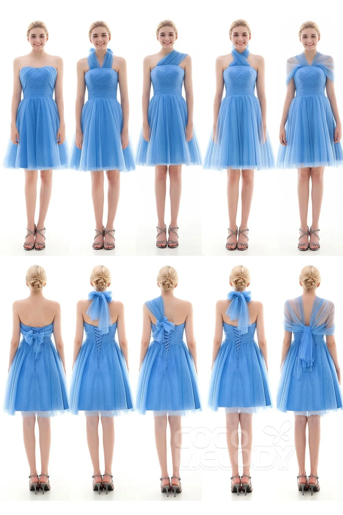 A-Line Short-Mini Tulle Bridesmaid Dress COLM16001 sold by Cocomelody product image thumbnail 3