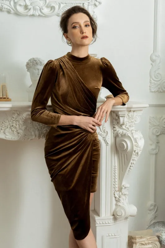 A-Line Knee Length Velvet Dress CG0125 sold by Cocomelody