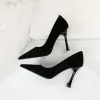Black Suede Pointy Stiletto Heels 753837040195 sold by Cocomelody