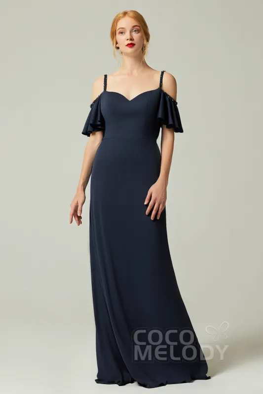 Sheath-Column Sweep Train Chiffon Bridesmaid Dress Formal Dresses CB0359 sold by Cocomelody