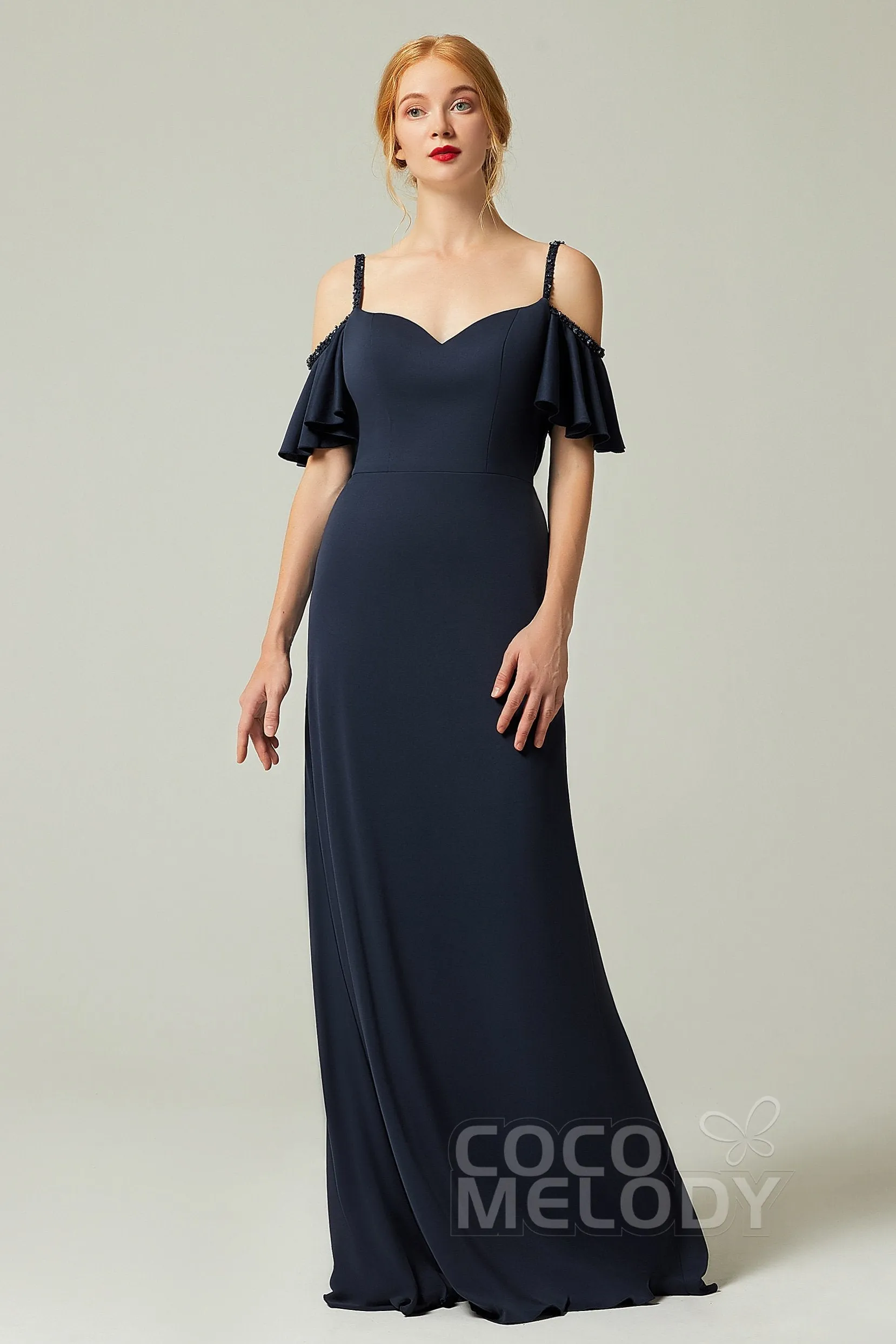 Sheath-Column Sweep Train Chiffon Bridesmaid Dress Formal Dresses CB0359 sold by Cocomelody