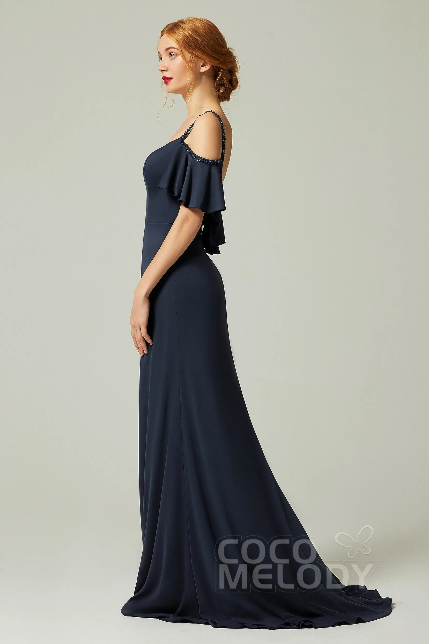 Sheath-Column Sweep Train Chiffon Bridesmaid Dress Formal Dresses CB0359 sold by Cocomelody product image thumbnail 3