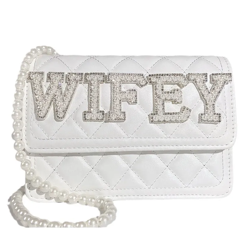 Bride Wifey Mrs Bride Wifey Mrs Alphabet purse Pearl crossbody bag bridal shower 731646137930 sold by Cocomelody product image thumbnail 5