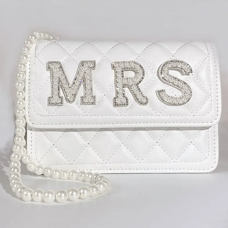 Bride Wifey Mrs Bride Wifey Mrs Alphabet purse Pearl crossbody bag bridal shower 731646137930 sold by Cocomelody product image thumbnail 2