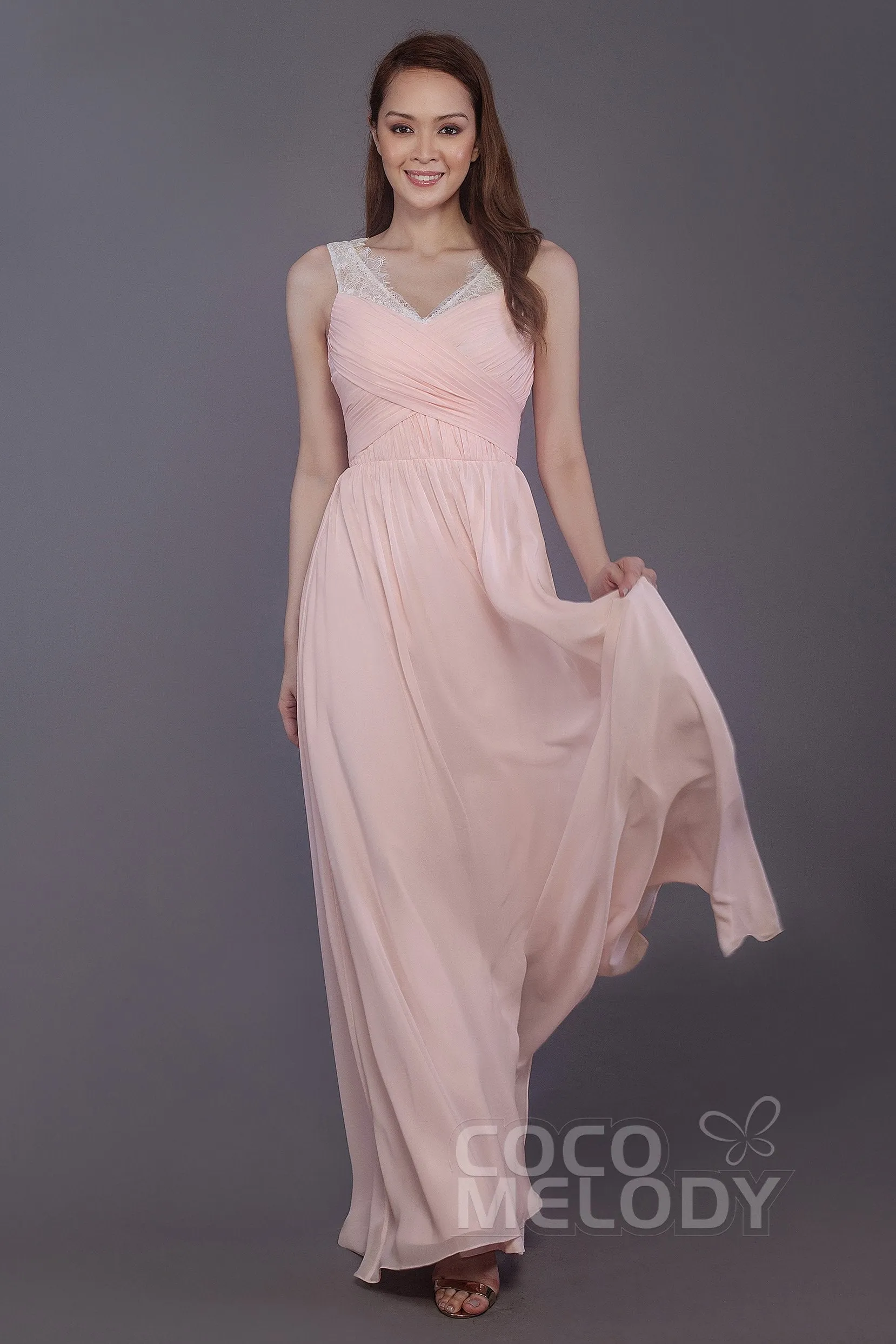 Sheath-Column Floor Length Chiffon Bridesmaid Dress PR3542 sold by Cocomelody product image thumbnail 3