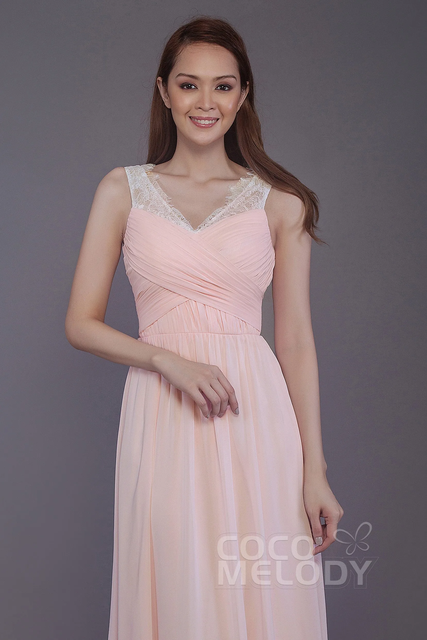 Sheath-Column Floor Length Chiffon Bridesmaid Dress PR3542 sold by Cocomelody product image thumbnail 5