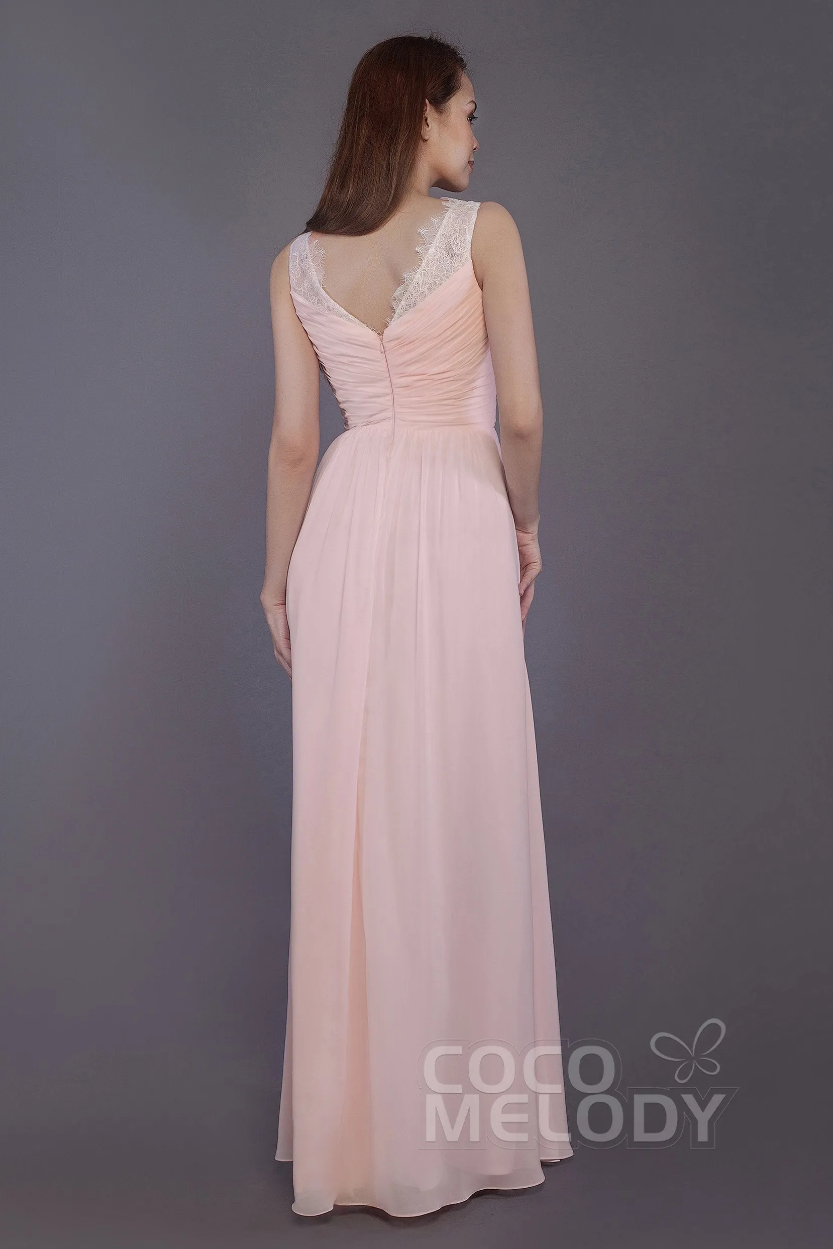 Sheath-Column Floor Length Chiffon Bridesmaid Dress PR3542 sold by Cocomelody product image thumbnail 2