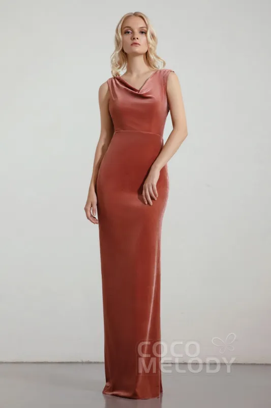 Sheath-Column Floor Length Velvet Bridesmaid Dress Formal Dresses CB0427 sold by Cocomelody