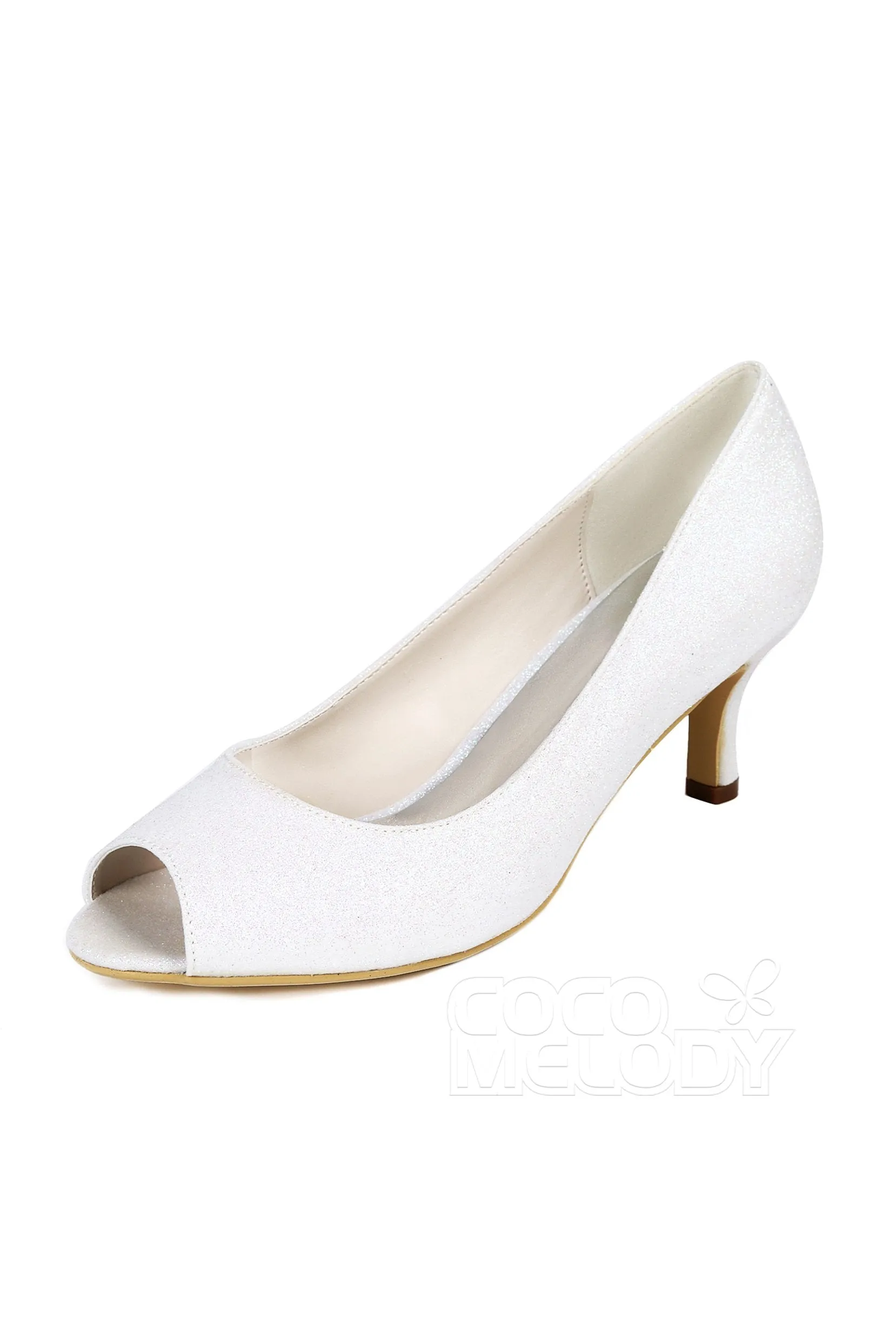 Low Heel Sparkling Peep Toe Bridal Shoes CK0069 sold by Cocomelody product image thumbnail 4