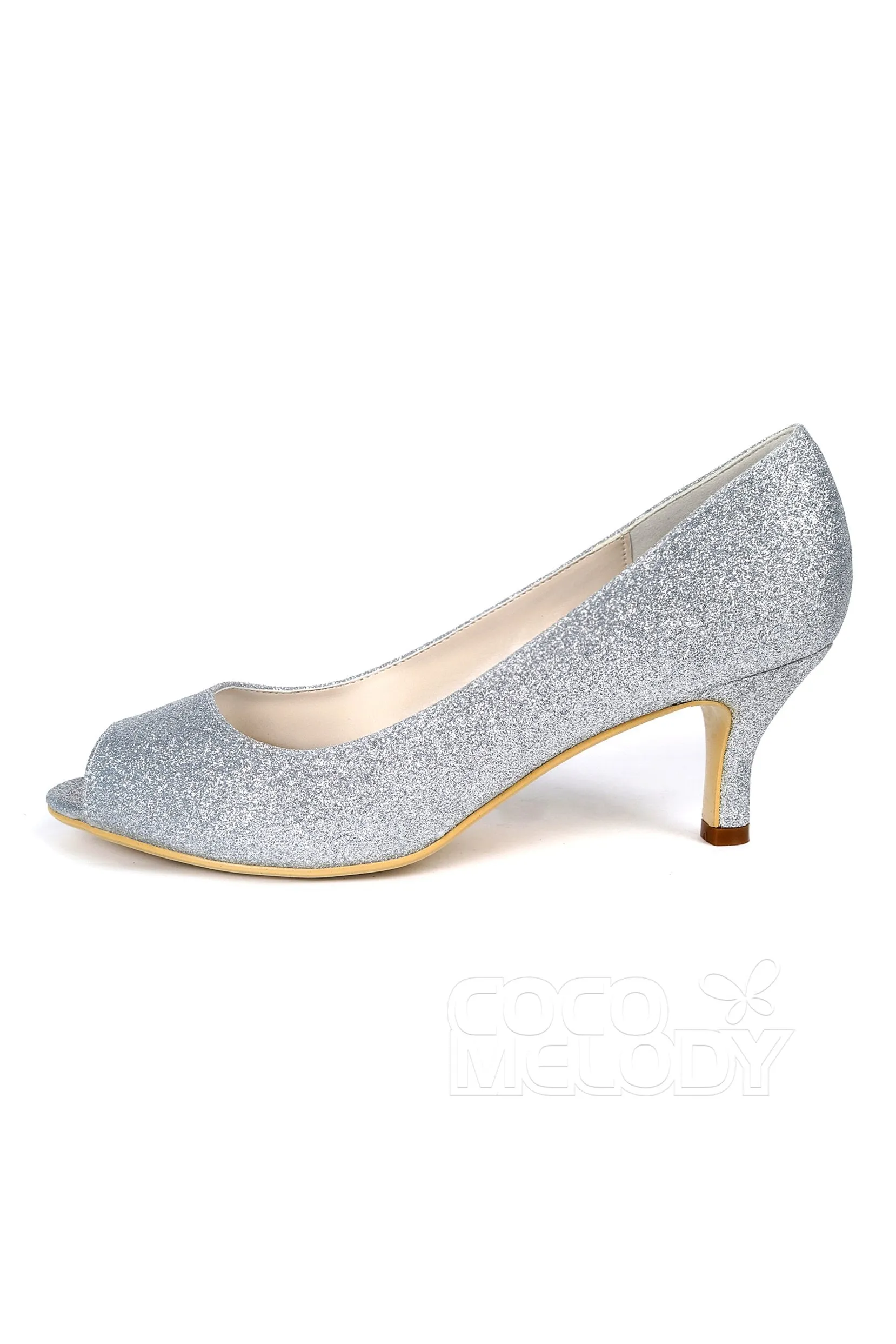 Low Heel Sparkling Peep Toe Bridal Shoes CK0069 sold by Cocomelody product image thumbnail 2