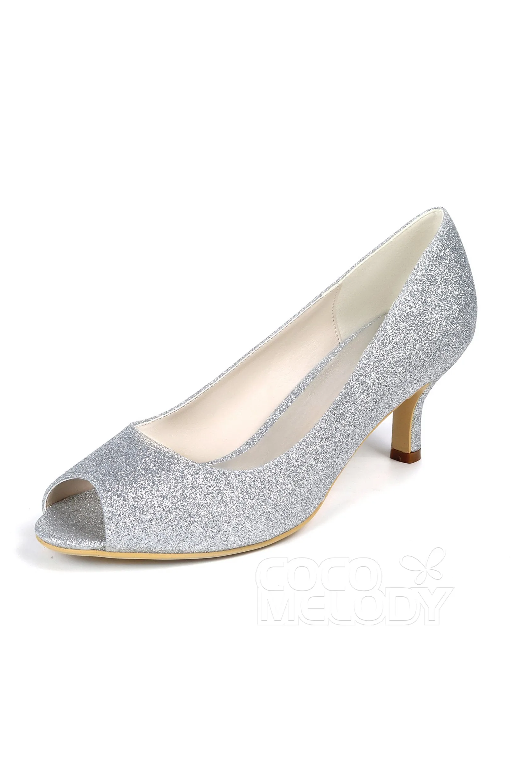 Low Heel Sparkling Peep Toe Bridal Shoes CK0069 sold by Cocomelody