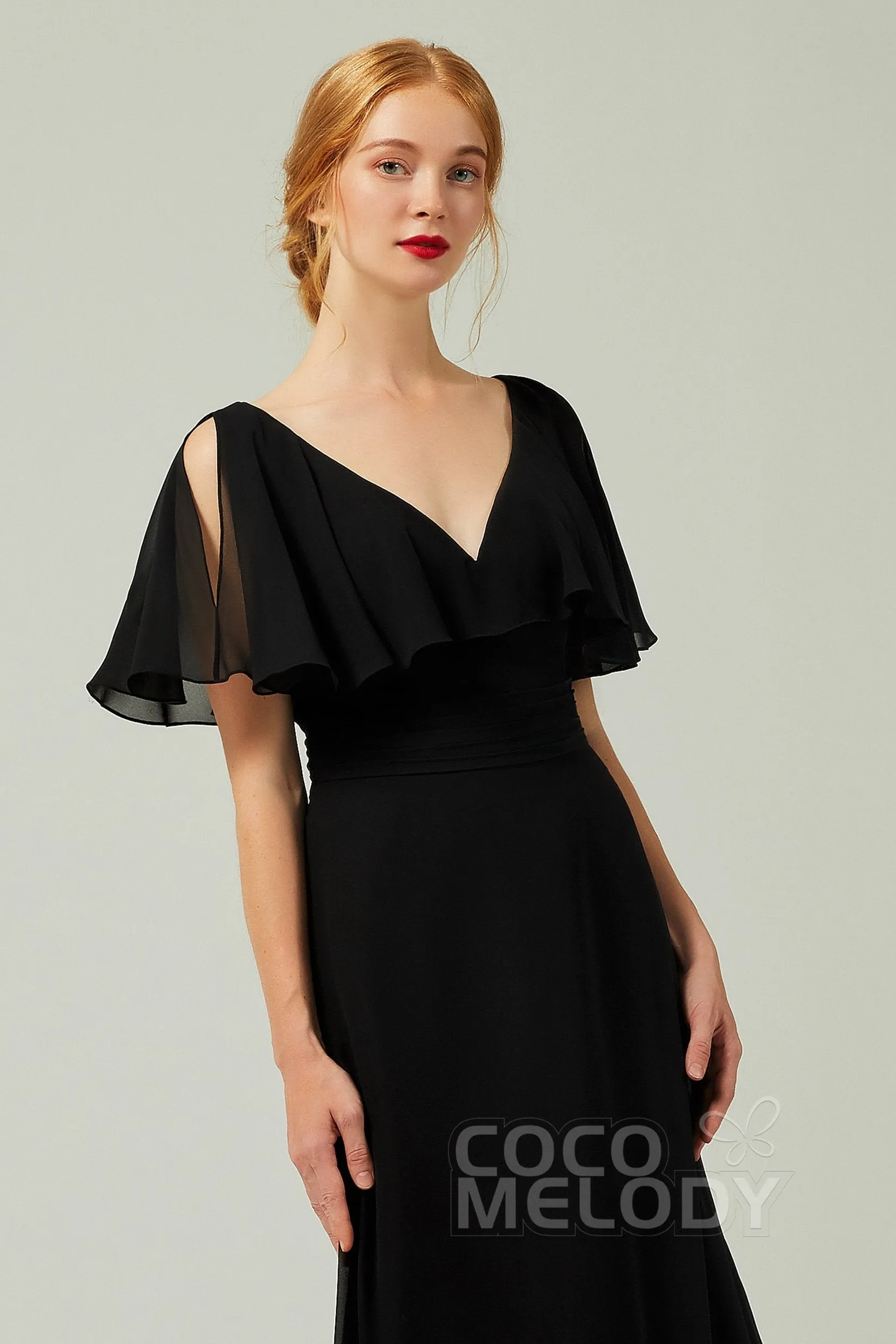 Sheath-Column Floor Length Chiffon Bridesmaid Dress Formal Dresses CB0341 sold by Cocomelody product image thumbnail 4