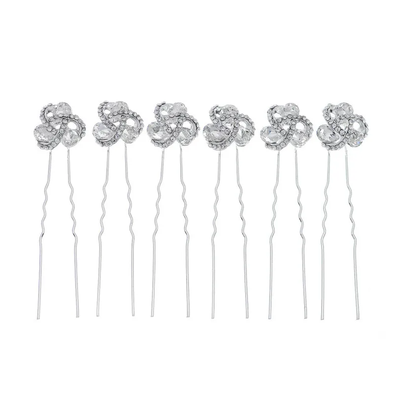 Bridal accessories Alloy flower rhinestone hairpin tray hair pin 641312692617 sold by Cocomelody