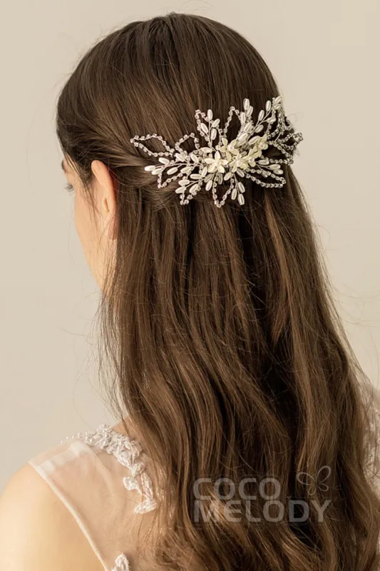 Fancy Alloy Hair Combs with Imitation Pearl Flower CH0175 sold by Cocomelody