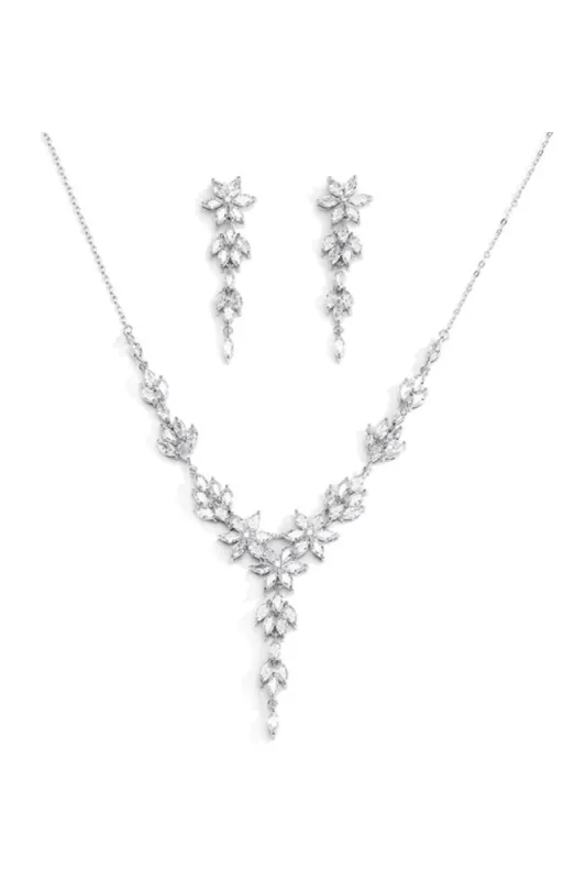 Brass Zircon Necklace Earrings Jewelry CY0082 sold by Cocomelody