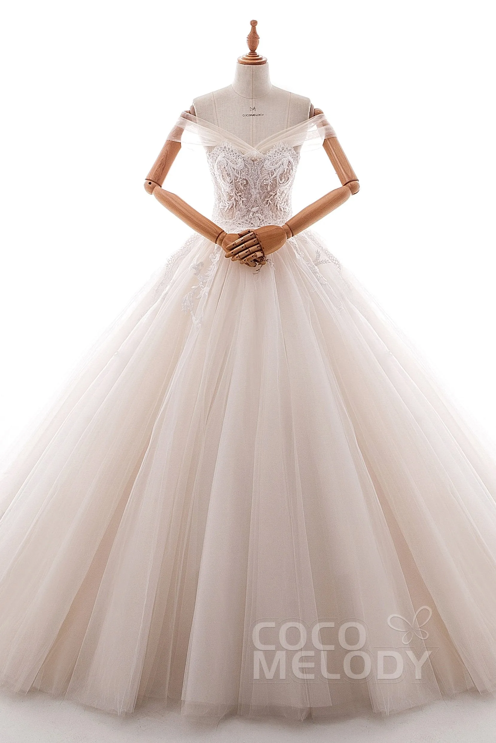 Princess Court Train Satin and Tulle Wedding Dress LD5066 sold by Cocomelody product image thumbnail 5