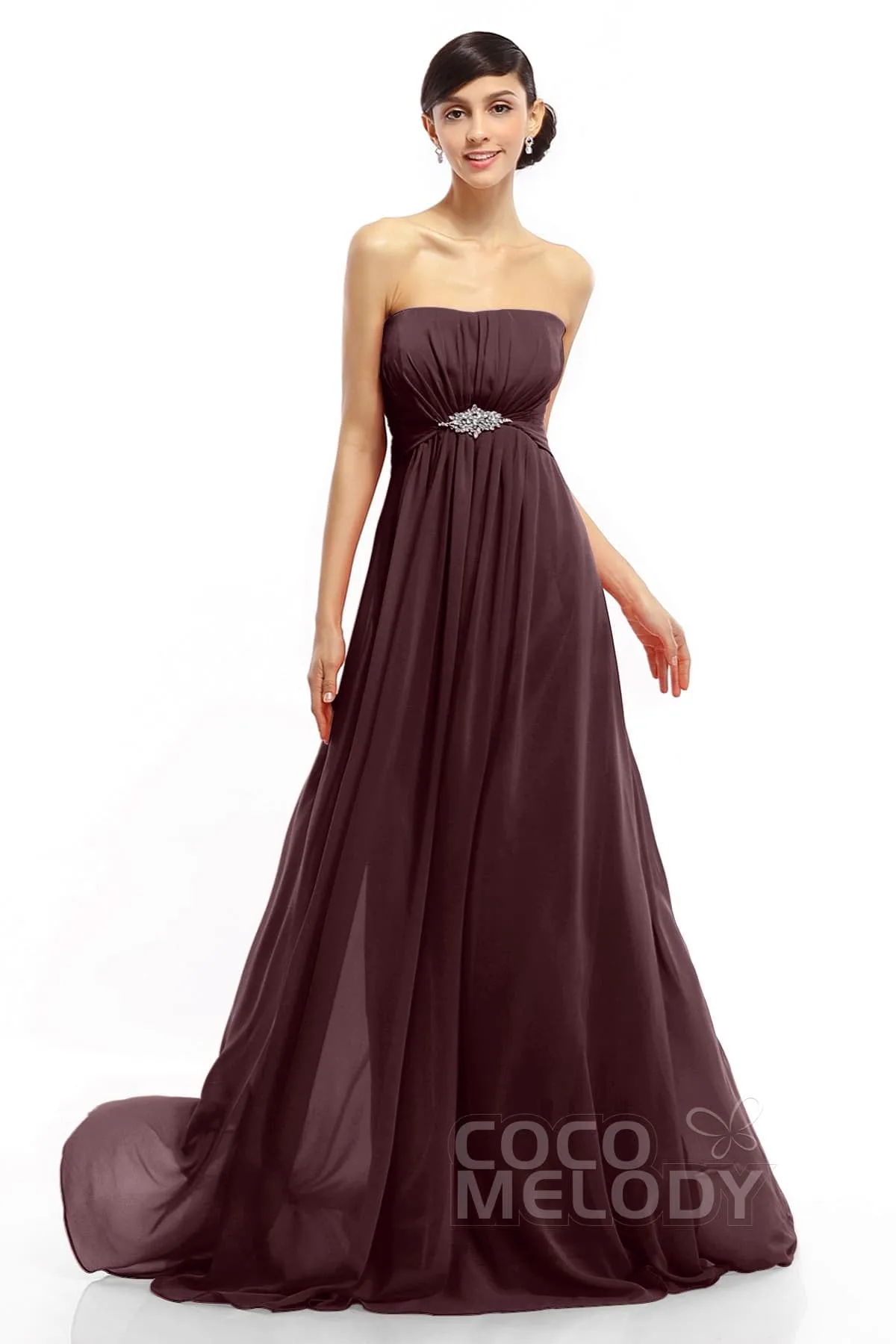 A-Line Sweep-Brush Train Chiffon Dresses COLT14008 sold by Cocomelody product image thumbnail 5