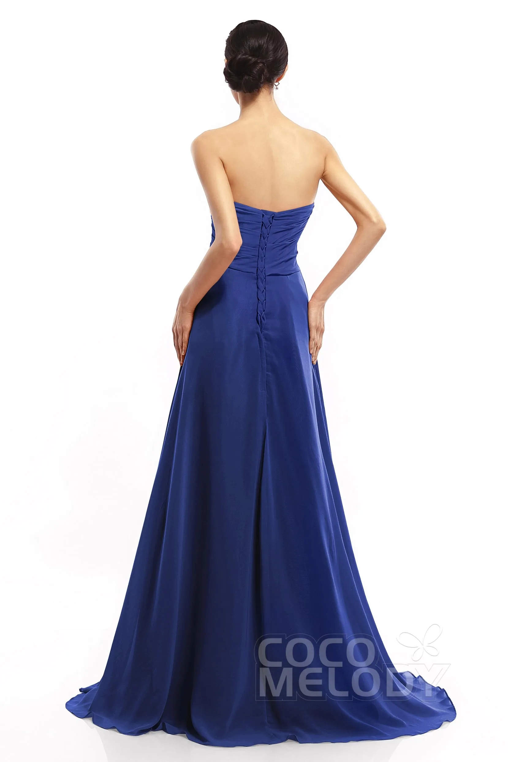 A-Line Sweep-Brush Train Chiffon Dresses COLT14008 sold by Cocomelody product image thumbnail 2