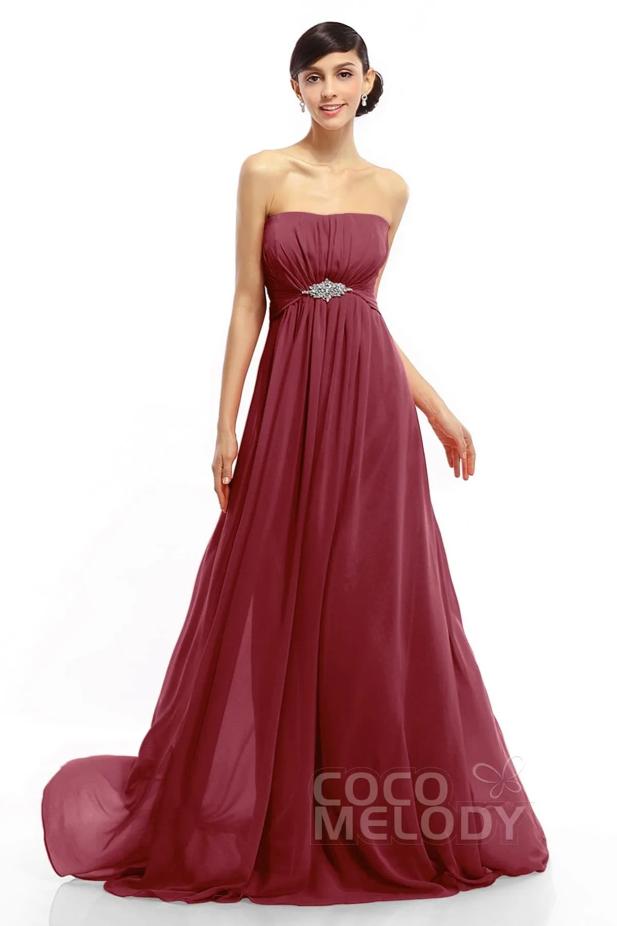 A-Line Sweep-Brush Train Chiffon Dresses COLT14008 sold by Cocomelody product image thumbnail 4