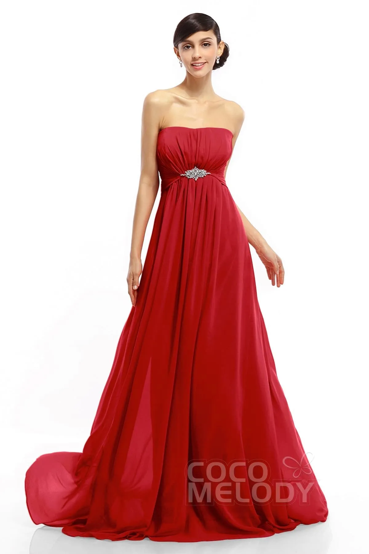 A-Line Sweep-Brush Train Chiffon Dresses COLT14008 sold by Cocomelody product image thumbnail 3