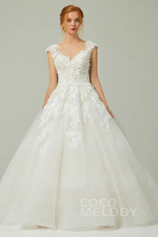 A-Line Court Train Tulle Wedding Dress CW2198 sold by Cocomelody