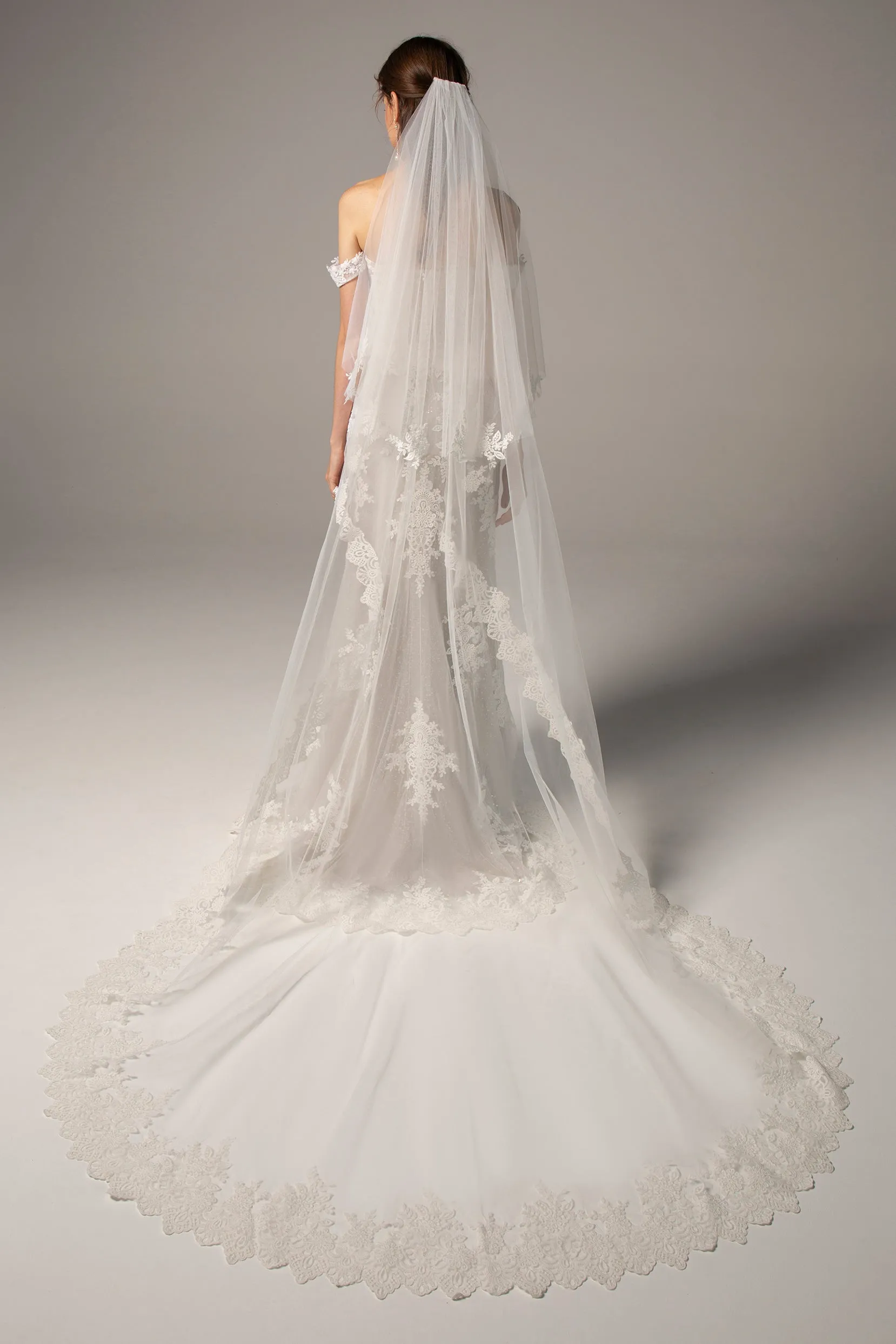 Two-tier Lace Edge Tulle Cathedral Veils Appliques CV0213 sold by Cocomelody product image thumbnail 2