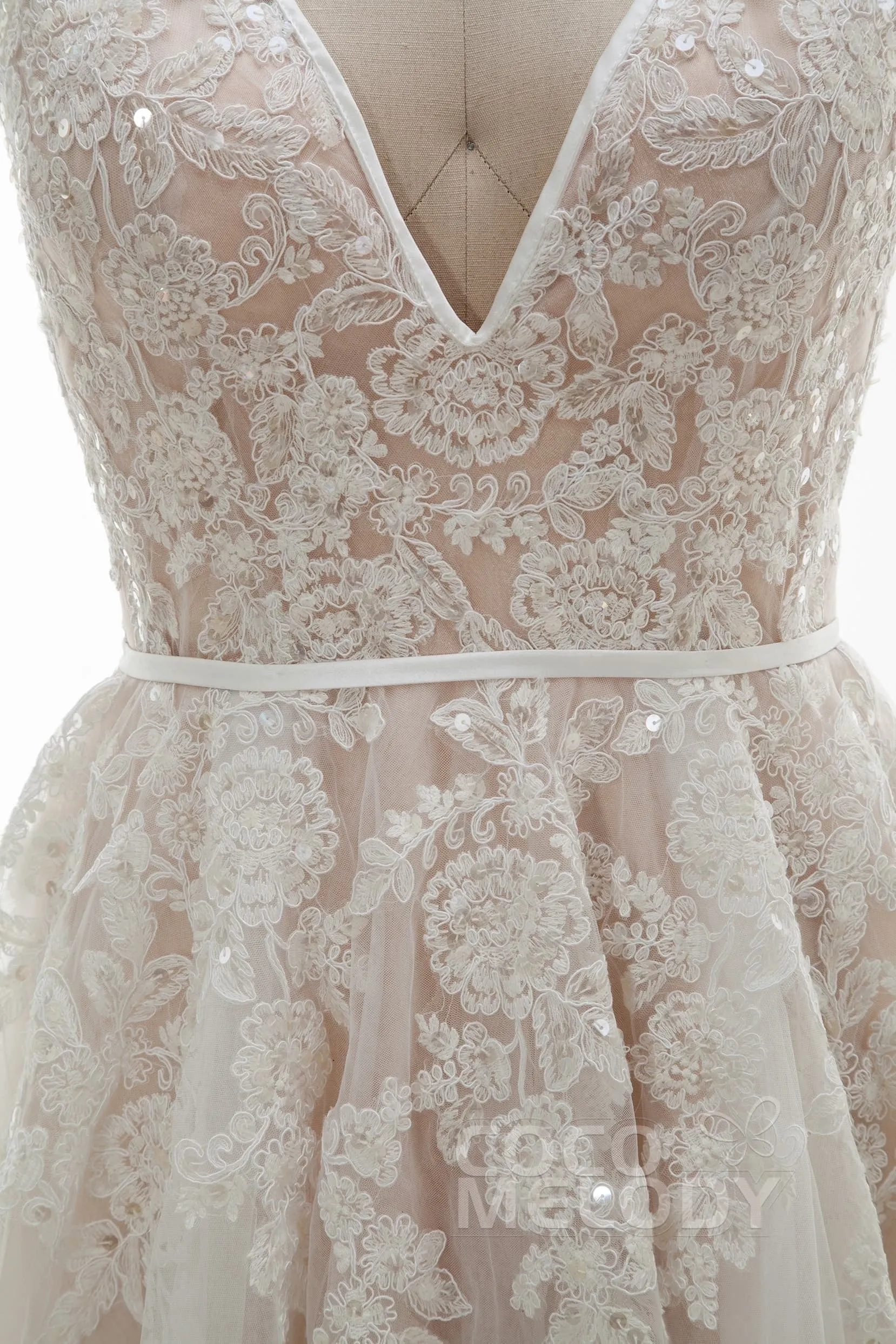 A-Line Court Train Tulle and Lace Wedding Dress LD3932 sold by Cocomelody product image thumbnail 5