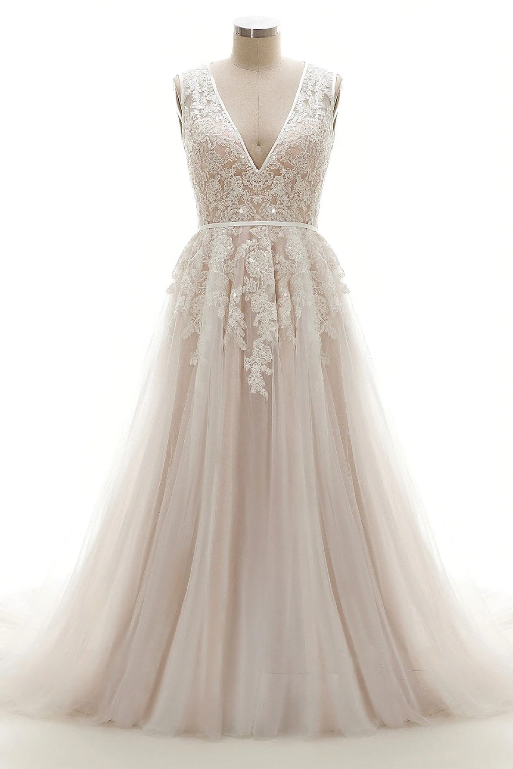 A-Line Court Train Tulle and Lace Wedding Dress LD3932 sold by Cocomelody