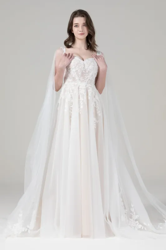 A-Line Court Train Tulle Lace Wedding Dress CW2584 sold by Cocomelody
