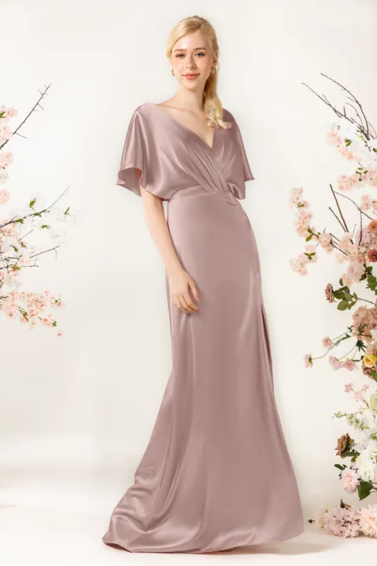 Sheath Sweep Luxe Satin Bridesmaid Dress Formal Dresses CB0505 sold by Cocomelody